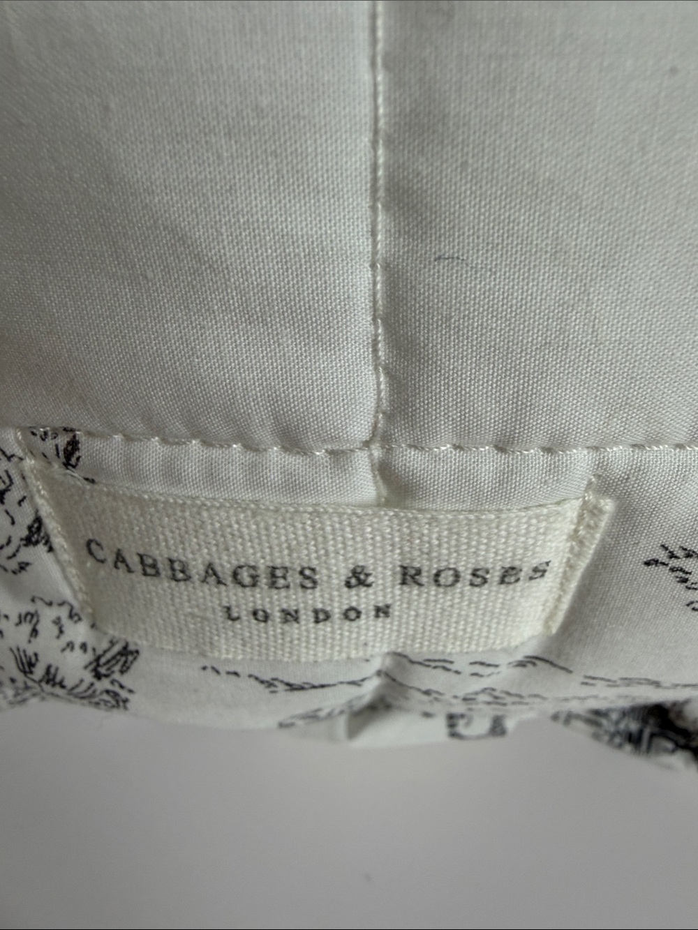 Cabbages & Roses London Black White Toile Ruffle Pillow 24.5” - Picture 3 of 5